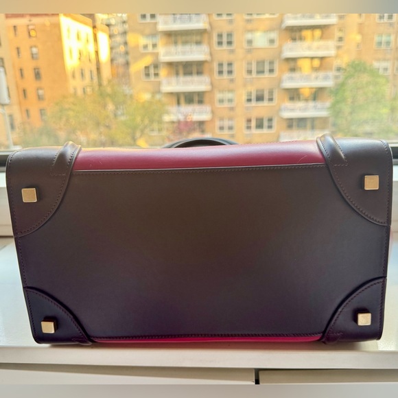 CÉLINE Luggage Mini Leather Tote Bag - Tricolor Leather Pink Purple Brown - Picture 12 of 14